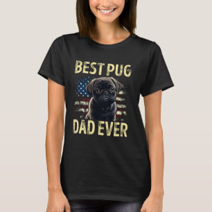 Pug Dad Dog Lovers American Flag 4th Of July T-Shirt