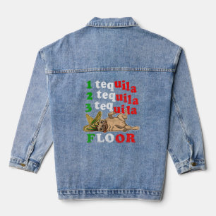 Pug Dad Funny Father's Day Gift 1 2 3 Tequila Floo Denim Jacket