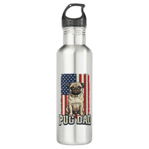 Pug Dad Patriotic Vintage Engraving Dog Shirt Desi 710 Ml Water Bottle