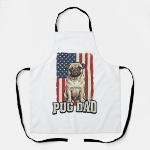 Pug Dad Patriotic Vintage Engraving Dog Shirt Desi Apron