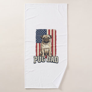 Pug Dad Patriotic Vintage Engraving Dog Shirt Desi Bath Towel