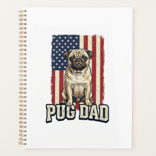Pug Dad Patriotic Vintage Engraving Dog Shirt Desi Planner