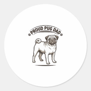 Pug Dad Shirt Vintage Engraving Dog Father Design_ Classic Round Sticker