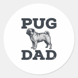 Pug Dad Vintage Engraving Dog Lover Shirt Design_1 Classic Round Sticker