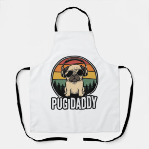 Pug Daddy Vintage Sunset Dog Vector Shirt Design_1 Apron