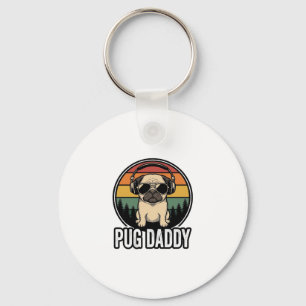 Pug Daddy Vintage Sunset Dog Vector Shirt Design_1 Key Ring