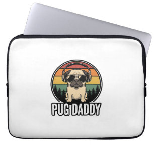 Pug Daddy Vintage Sunset Dog Vector Shirt Design_1 Laptop Sleeve