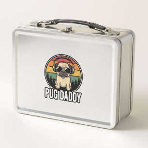Pug Daddy Vintage Sunset Dog Vector Shirt Design_1 Metal Lunch Box