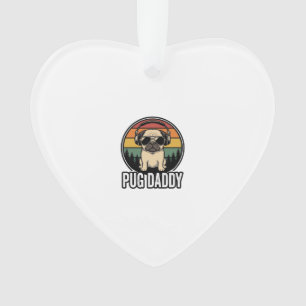 Pug Daddy Vintage Sunset Dog Vector Shirt Design_1 Ornament