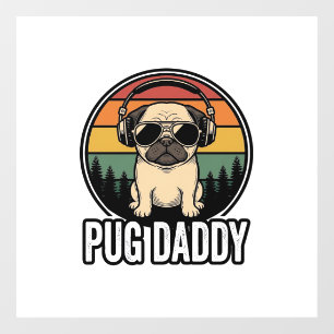 Pug Daddy Vintage Sunset Dog Vector Shirt Design_1 Window Cling