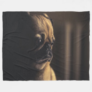 Pug Deep In Thought Fleece Blanket