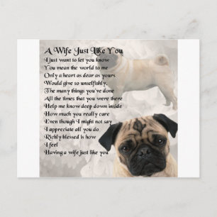 Pug Design - Wife Poem Postcard