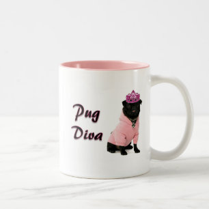 Pug Diva Two-Tone Coffee Mug