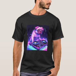Pug DJ Vaporwave Aesthetic Dog Men Women Boys Gir T-Shirt