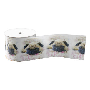 Pug dog 3" Grosgrain Ribbon