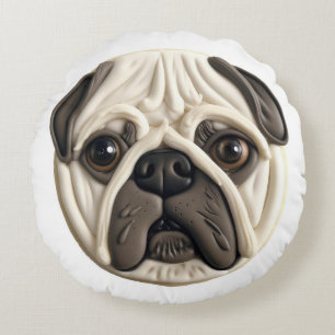 Pug Dog 3D Inspired Round Cushion