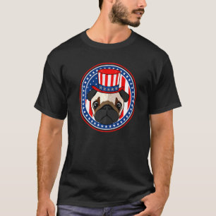 Pug Dog 4th Of July American Flag Patriotic Dogs T-Shirt