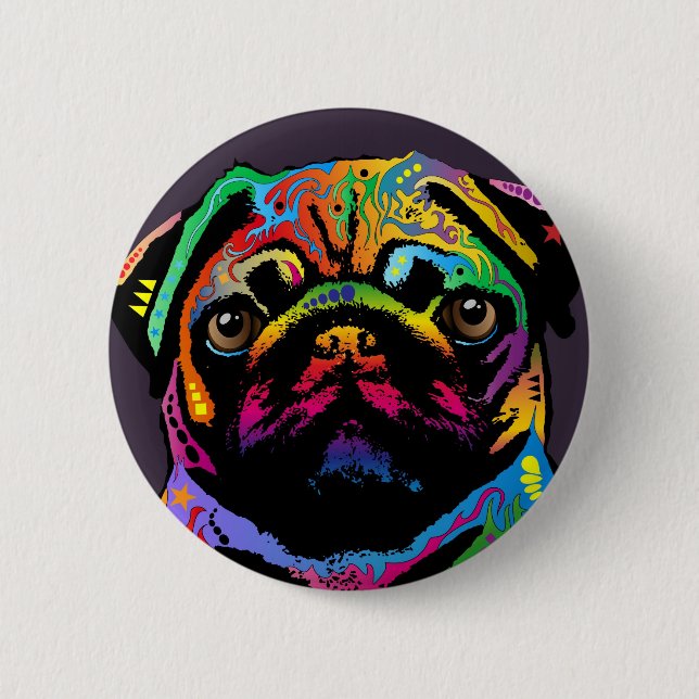 Pug Dog 6 Cm Round Badge (Front)