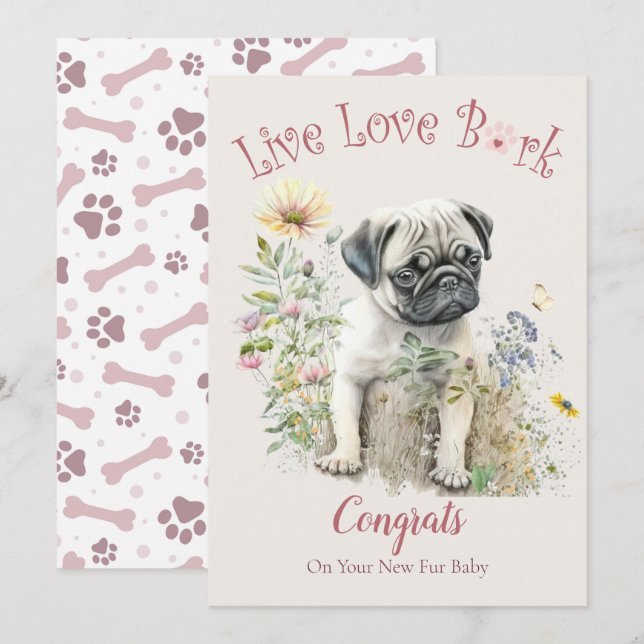 Pug Dog Adoption, Gotcha Day Card (Front/Back)