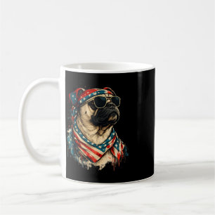 Pug Dog American Flag Patriotic Dog Lover Usa 4th Coffee Mug