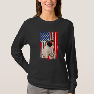 Pug Dog American Flag Patriotic Independence 4th T-Shirt