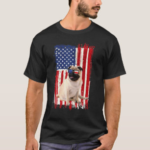 Pug Dog American Flag Patriotic Independence 4th T-Shirt