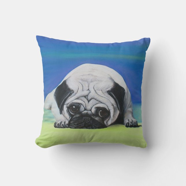 Pug Dog American MoJo Pillow (Front)