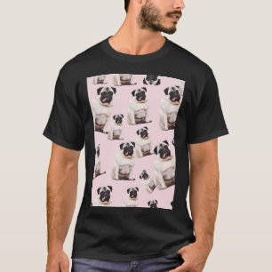 Pug Dog Art Pugs puppy funny cute dogs pink T-Shirt
