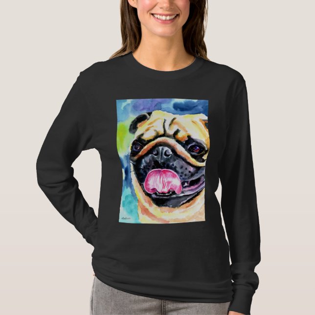 Pug Dog Art T Shirt (Front)
