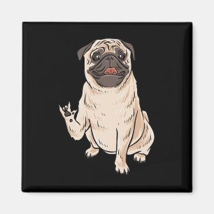 Pug Dog Asl Hand Gesture Deaf Hearing Loss Awarene Magnet