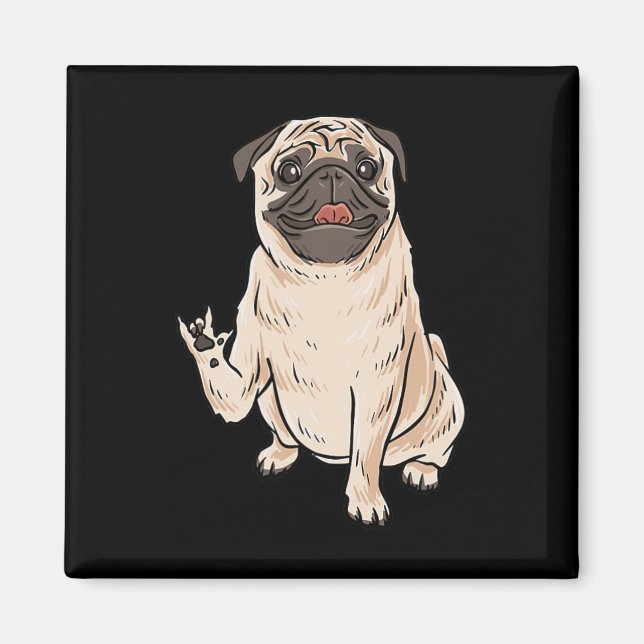 Pug Dog Asl Hand Gesture Deaf Hearing Loss Awarene Magnet (Front)