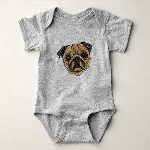 pug dog baby bodysuit