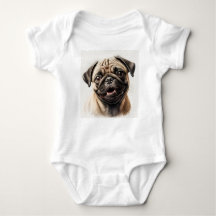 Pug Dog Baby Jersey Bodysuit