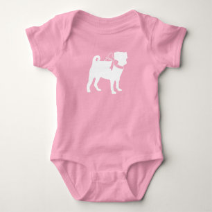 Pug Dog Baby Shower Girl Pink with Bow Bodysuit