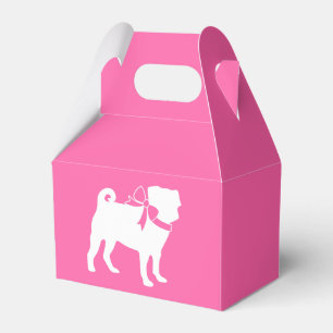 Pug Dog Baby Shower Girl Pink with Bow Favour Box