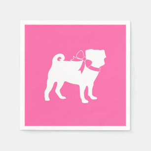 Pug Dog Baby Shower Girl Pink with Bow Napkin