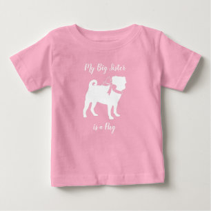 Pug Dog Baby Shower Girl Pink with Bow T-Shirt