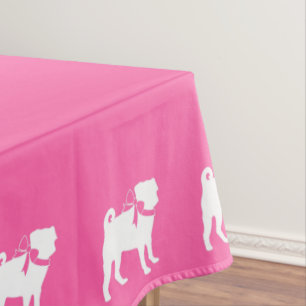 Pug Dog Baby Shower Girl Pink with Bow Tablecloth