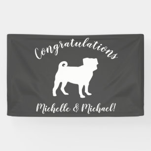 Pug Dog Baby Shower Grey Puppy Gender Neutral Banner
