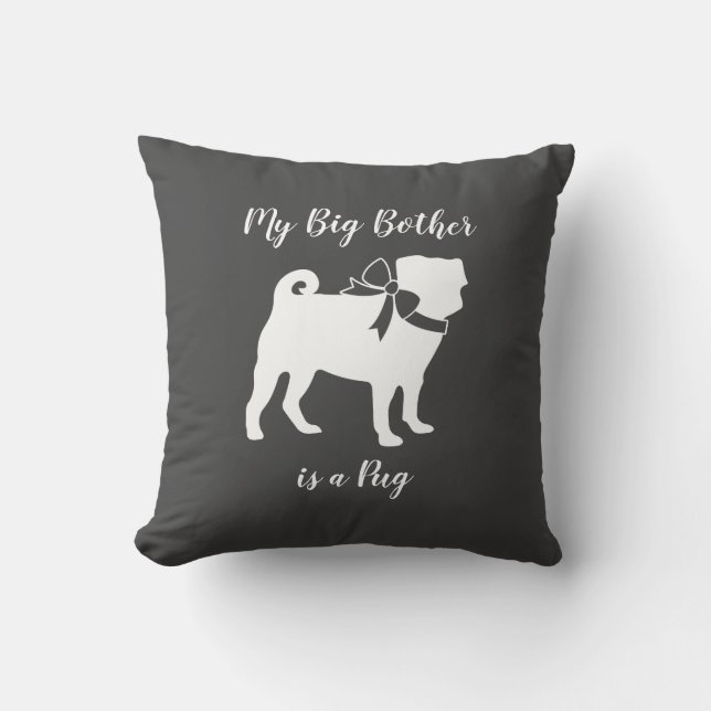 Pug Dog Baby Shower Grey Puppy Gender Neutral Cushion (Front)