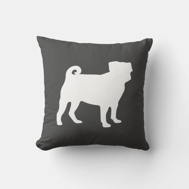 Pug Dog Baby Shower Grey Puppy Gender Neutral Cushion (Front)