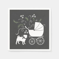 Pug Dog Baby Shower Grey Puppy Gender Neutral