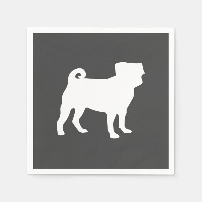 Pug Dog Baby Shower Grey Puppy Gender Neutral Napkin (Front)