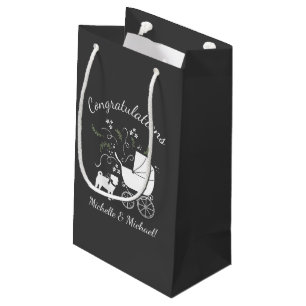 Pug Dog Baby Shower Grey Puppy Gender Neutral Small Gift Bag