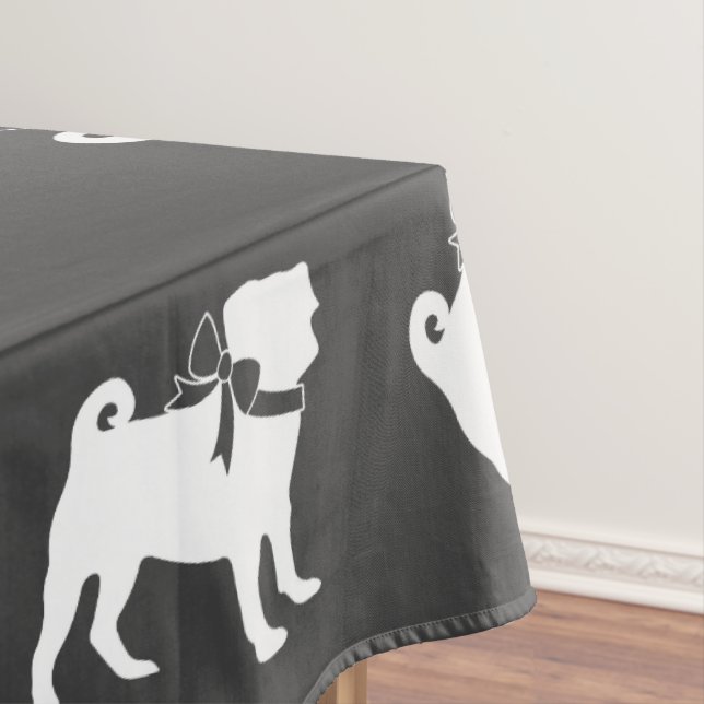 Pug Dog Baby Shower Grey Puppy Gender Neutral Tablecloth (In Situ)