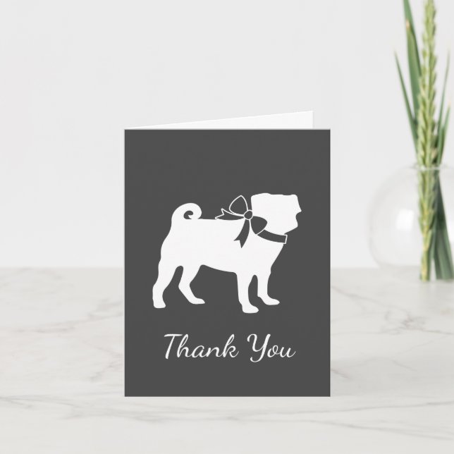 Pug Dog Baby Shower Grey Puppy Gender Neutral Thank You Card (Front)