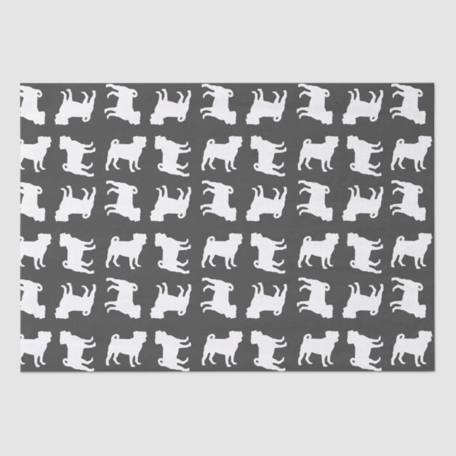 Pug Dog Baby Shower Grey Puppy Gender Neutral Tissue Paper (Front)