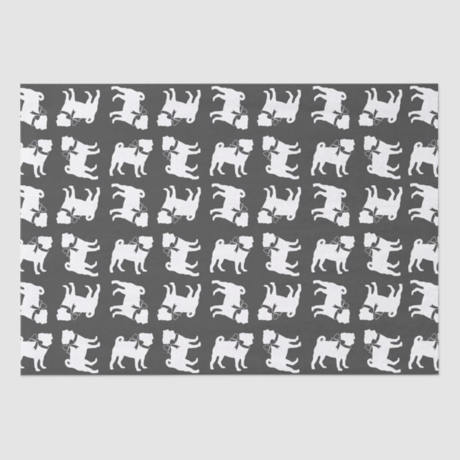 Pug Dog Baby Shower Grey Puppy Gender Neutral Tissue Paper (Front)