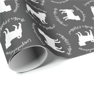 Pug Dog Baby Shower Grey Puppy Gender Neutral Wrapping Paper
