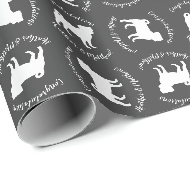 Pug Dog Baby Shower Grey Puppy Gender Neutral Wrapping Paper (Roll Corner)